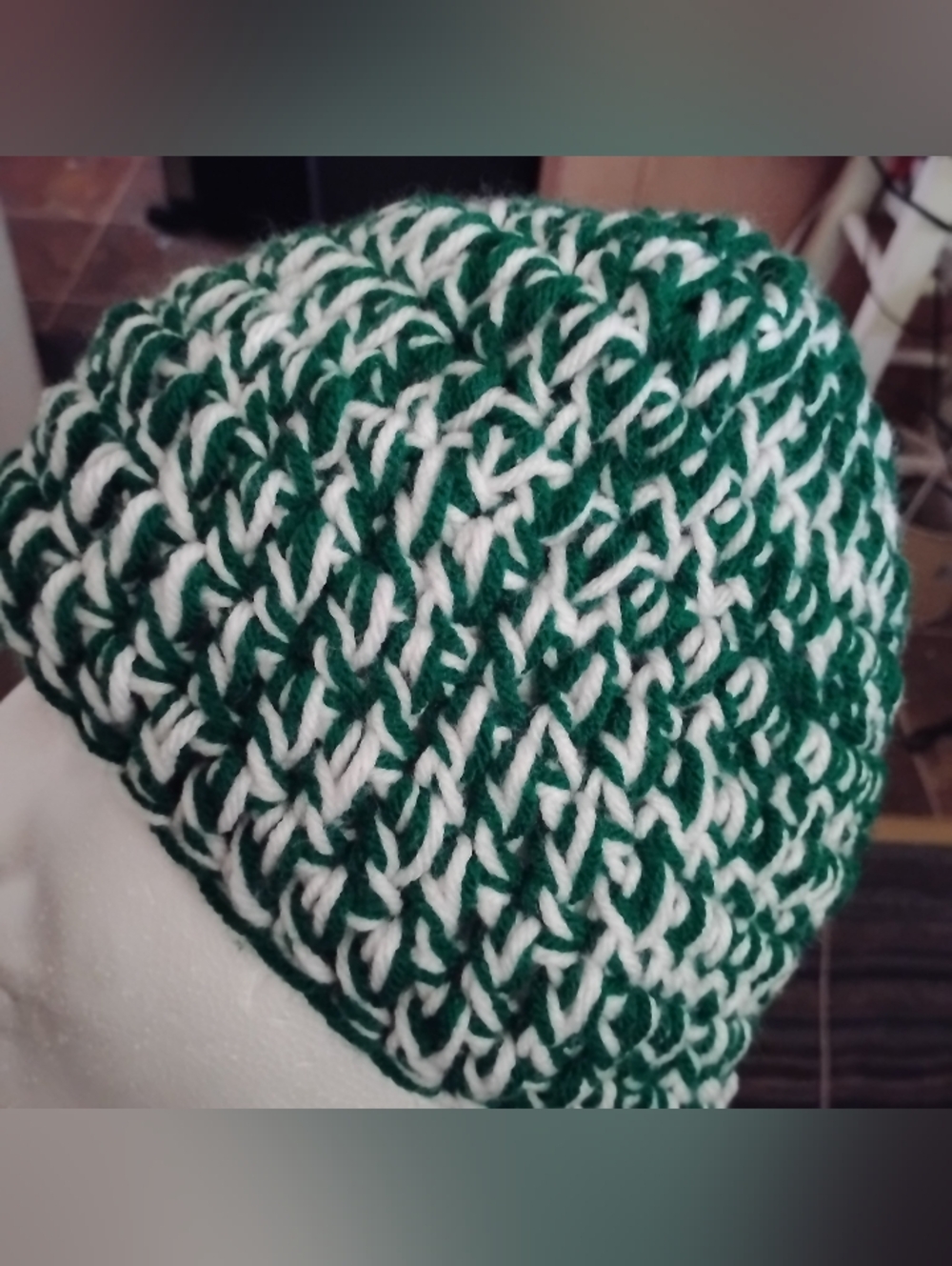 Men And Women Hat For All Green and White Crochet Hat